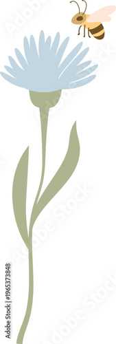 Wildflower Bee Pollination Cartoon