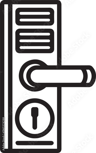 A close-up, simple graphic depicts a sleek, modern, and secure doorknob, its lines conveying a sense of safety and access.