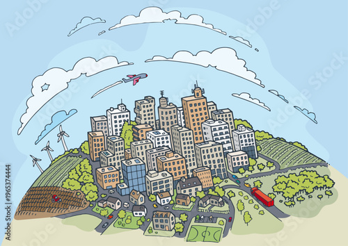 Illustration ville et nature