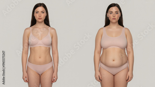 Weight Loss Before and After Comparison Illustration for Fitness, Diet and Body Transformation Concepts