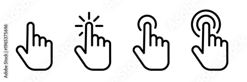 Touch screen finger hand press push – vector icon set	