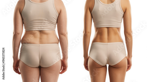 Weight Loss Comparison Before and After Image for Diet, Fitness Progress and Wellness Advertising