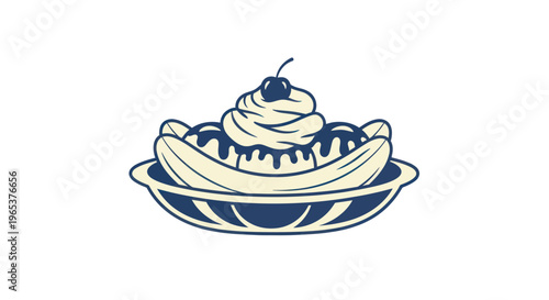 Classic Banana Split Sundae with Cherry on Top, Chocolate Sauce, and Whipped Cream