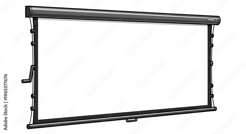 Obraz premium A large blank projection screen with a black frame and roller blind