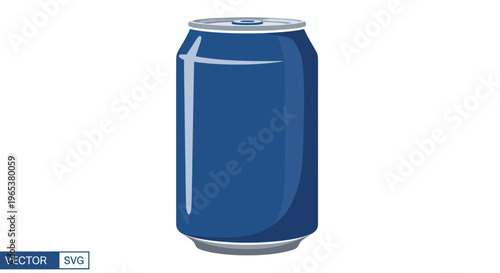 Blue Soda Can Isolated on White Background - Refreshing Drink Container