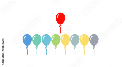 Red Balloon Stands Out Among Group of Colorful Balloons