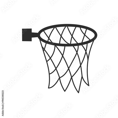 Basketball Hoop Net Doodle Icon. Minimal vector illustration in clean hand drawn style for sport themed compositions