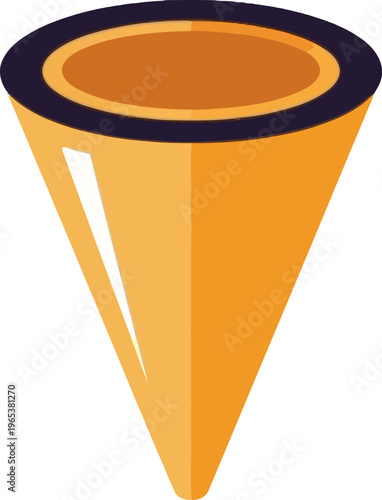 Abstract Conical Shape with Orange and Black Color Scheme.
