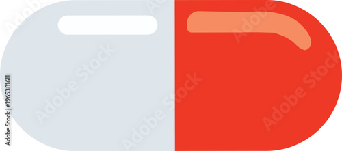 Red and White Medical Capsule Pill Icon for Healthcare Design