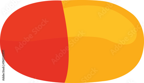 Red and Yellow Medical Capsule Pill Icon for Healthcare Design
