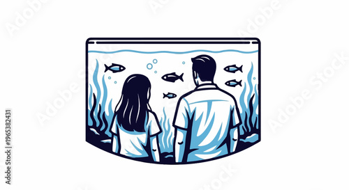 People observing fish in an aquarium