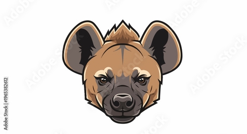 Fierce cartoon hyena head with large ears, focused gaze, and spiky mane