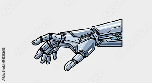 Sleek robotic hand with articulated fingers extended