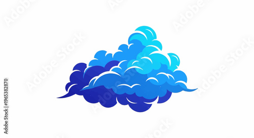 Stylized blue cloud formation with white accents