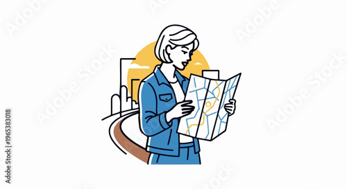 Woman with map looking for direction in a city