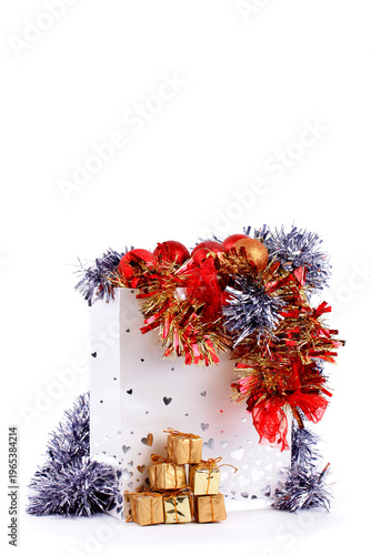 Christmas presents background with white space