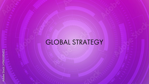 Abstract purple technology background with futuristic circular HUD and global strategy concept
