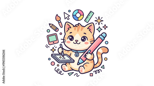 Cute Cartoon Cat Designer with Creative Tools