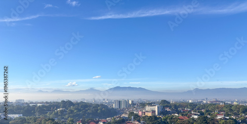Spectacular Mountain Cityscape at Sunrise Panoramic View