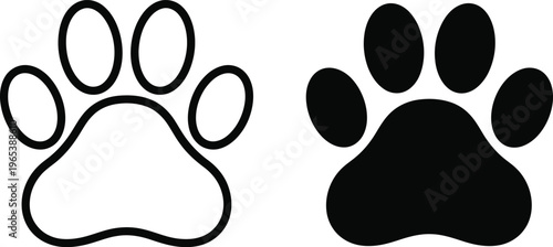 Black and white paw print icons side by side