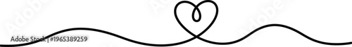 A minimalist line art heart symbol on a wavy line