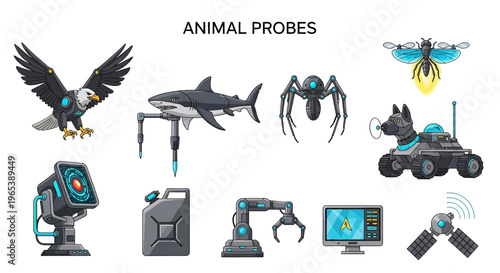Robotic animal probes technology concept.