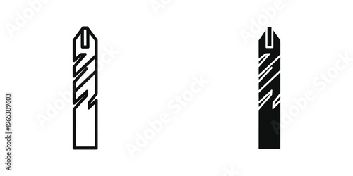 Comparison of two different drill bit designs shown in black and white