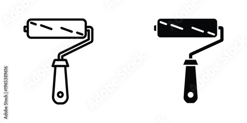 Comparison of a roller with a dry and a paint-covered applicator sleeve