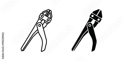 Comparison of a standard and heavy-duty bolt cutter design in black and white illustration