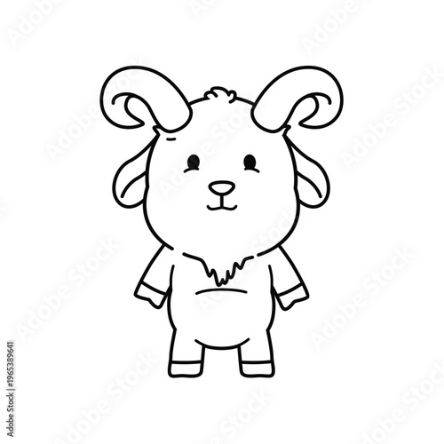 Cute Goat Illustration black and white