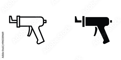 Comparison of a sketch-style and filled-in handgun icon design.
