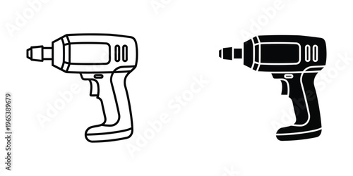 Comparison of a light and dark colored cordless drill in silhouette style