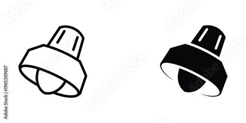 Illustration of two different types of light bulb bases in contrasting colors