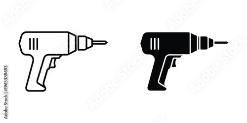 Contrast between a white and black outline power drill icon design