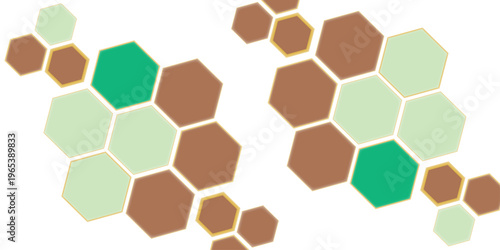 Abstract Colorful Hexagon Pattern with Green and Brown Tones