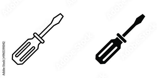 Comparison of a standard screwdriver and a phillips head screwdriver in silhouette form