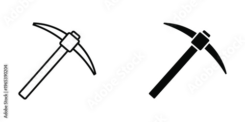 Two different styles of pickaxes illustrated side by side in black and white