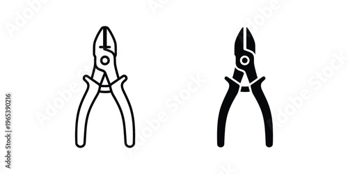 Comparison of standard and diagonal cutting pliers in a black and white illustration