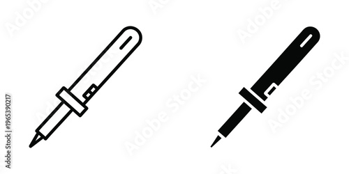 Comparison of a mechanical pencil and a ballpoint pen in black and white illustration