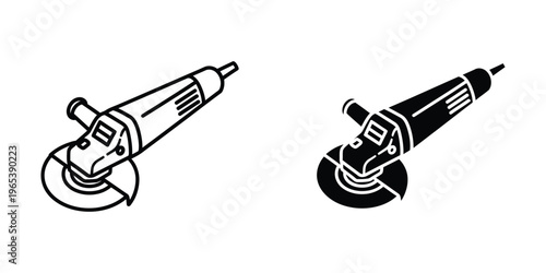 Comparison of two different types of angle grinders shown in black and white line art