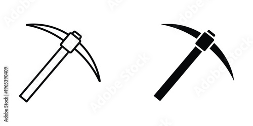 Two different styles of mining pickaxes shown in black and white illustration