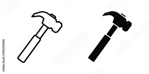 Comparison of a standard hammer and a claw hammer in silhouette style