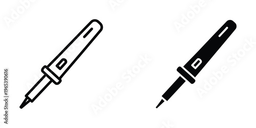 Two different types of ballpoint pens shown in a minimalist line drawing style