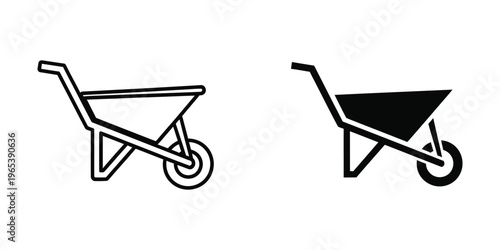 Comparison of empty and filled wheelbarrows in black and white illustration