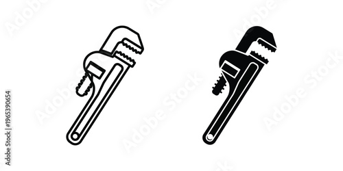 Two different types of pipe wrenches shown side by side in black and white illustration