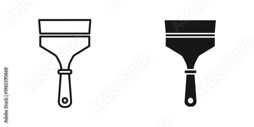 Comparison of a standard trowel and a filled trowel for construction or painting tasks