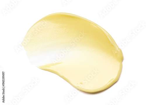 Cuadro en lienzo glossy cream texture, light yellow brushstroke on a white background