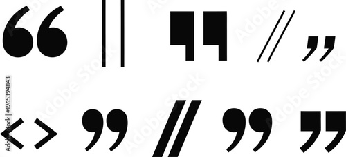 A collection of typographic quotation marks and angle brackets