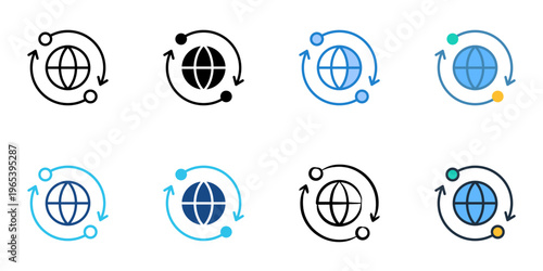 DNS automation icons set multiple style collection. Editable stroke 
