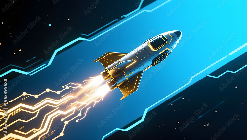 Obraz premium High Tech Spaceship Space Exploration and Energy Background